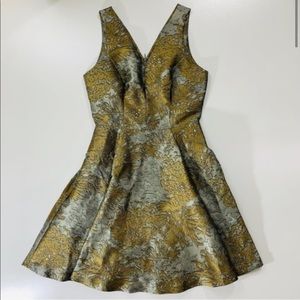 A line floral metallic Dress